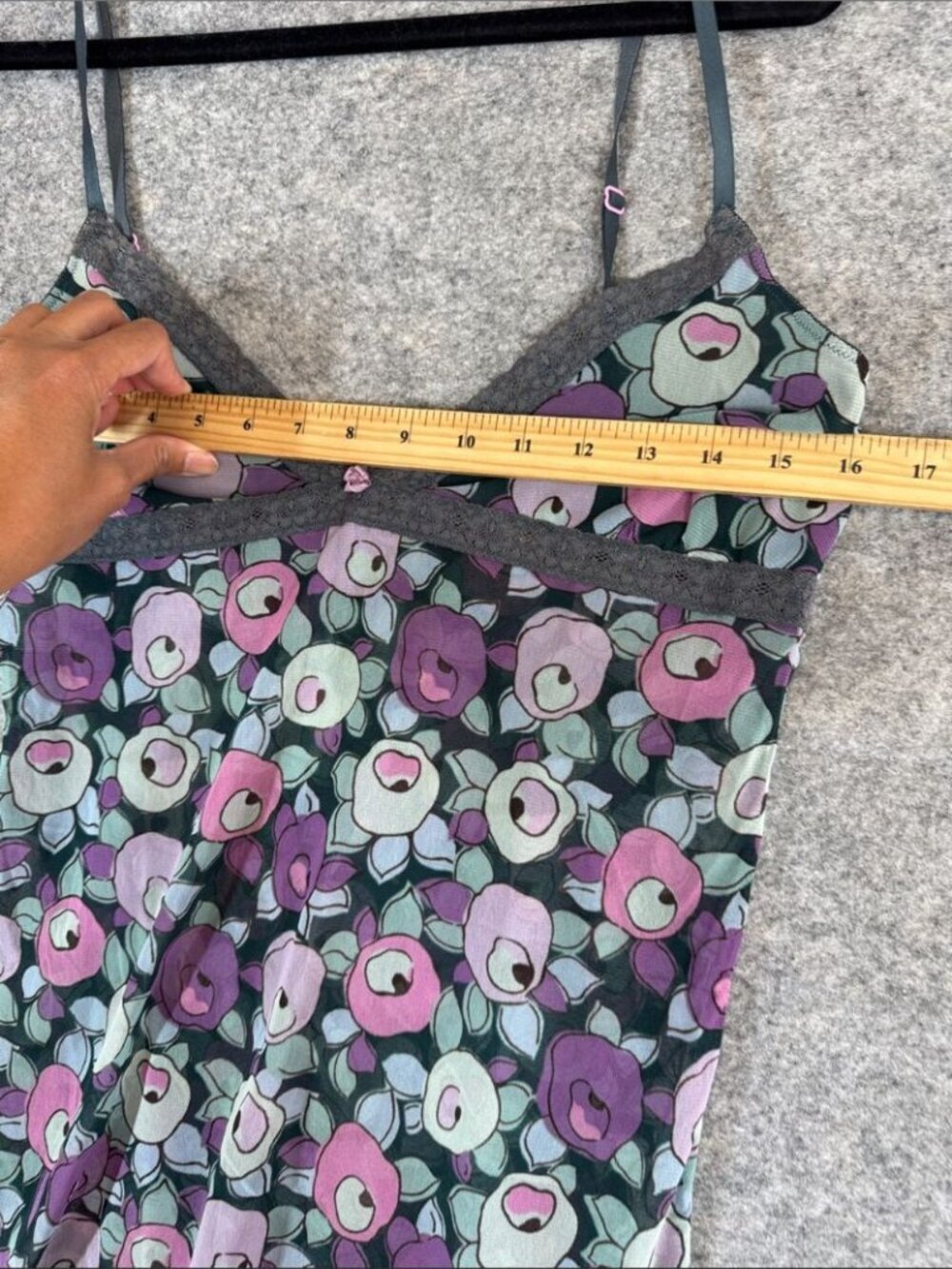 Y2K Floral Print Chemise Slip Tunic Dress Purple Small Cottagecore Festival - Picture 10 of 13